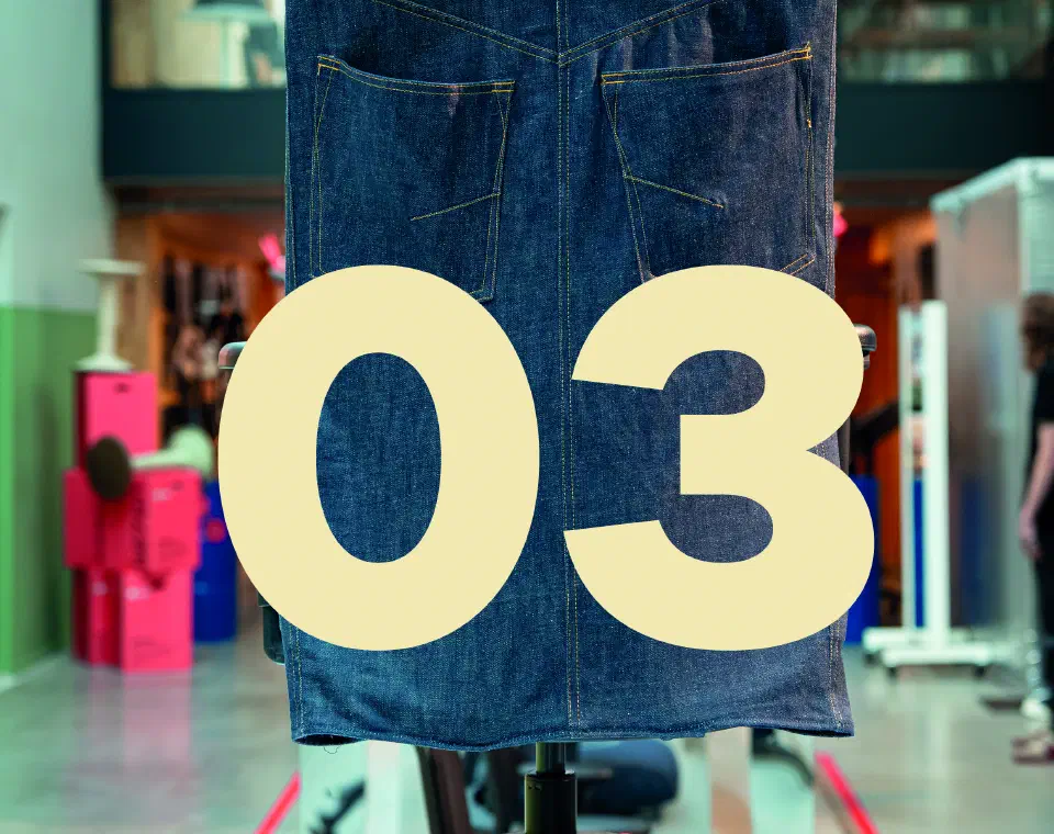Under Cover, a Se7en chair with a removable denim layer